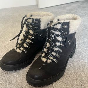 Black furry boots